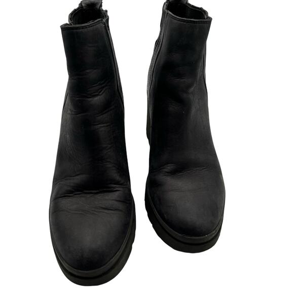 Eileen Fisher Womens 8 Kat Leather Platform Ankle Boots Booties Black 3" Heel - Picture 2 of 13